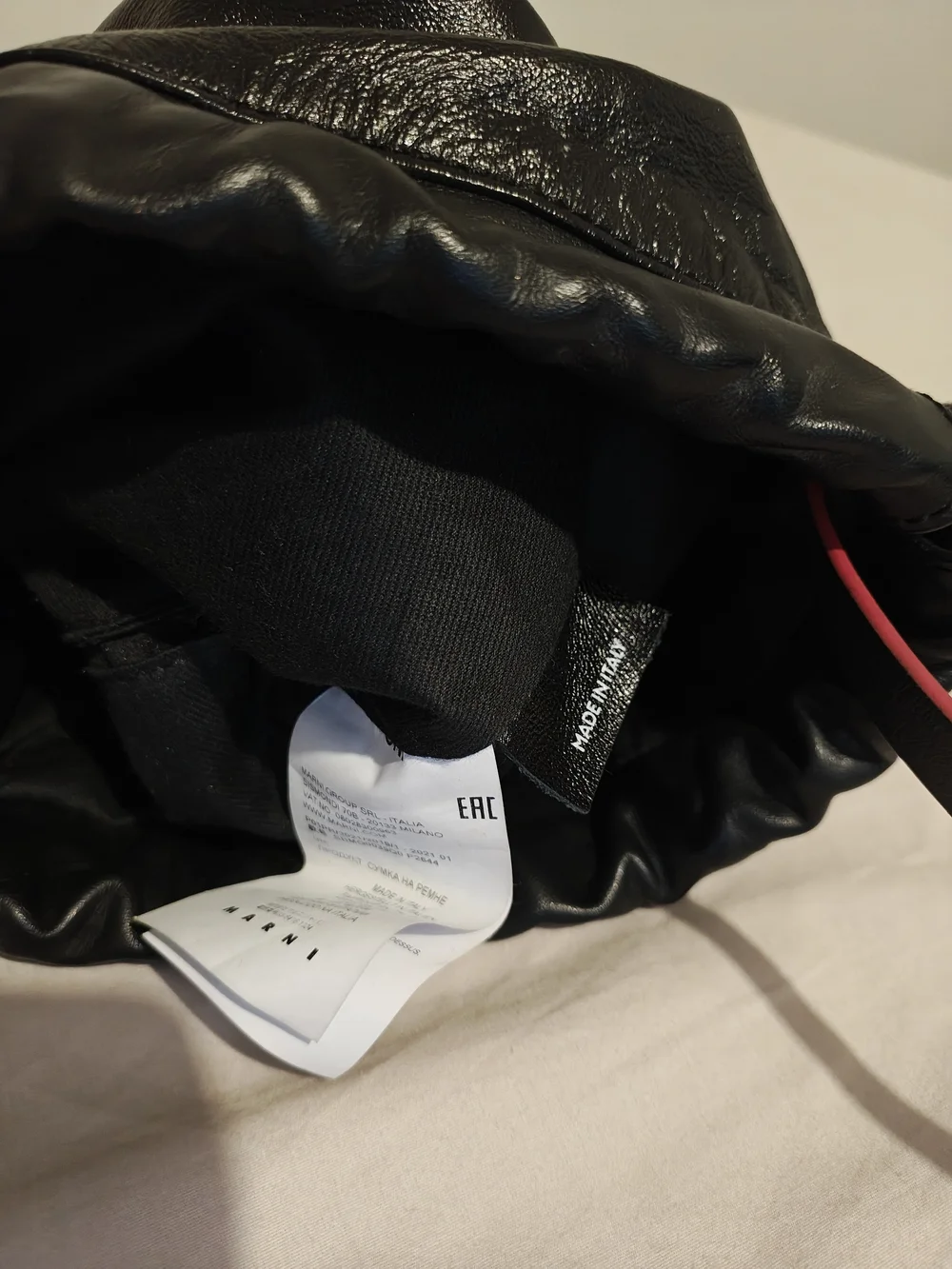 Marni Black/ Blue Leather Drawstring Crossbody Bag